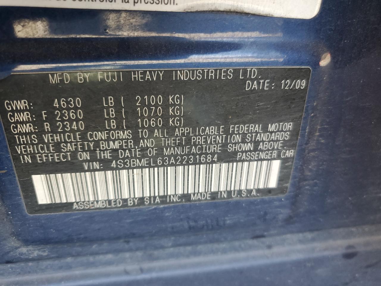 Subaru Legacy 3.6r Limited Image 12